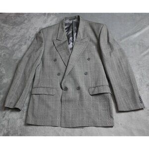 Issimo Coat Blazer Men's 42 Large Gray Double Breasted Notch Lined Formal
